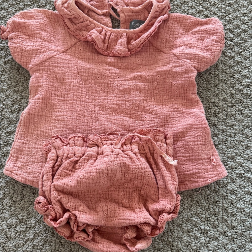 Pink Gingham Diaper Cover with Ruffled Details